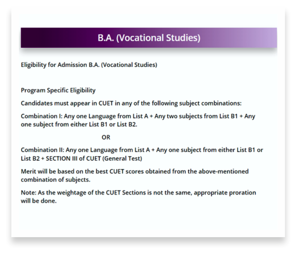 vocational studies or vocational courses