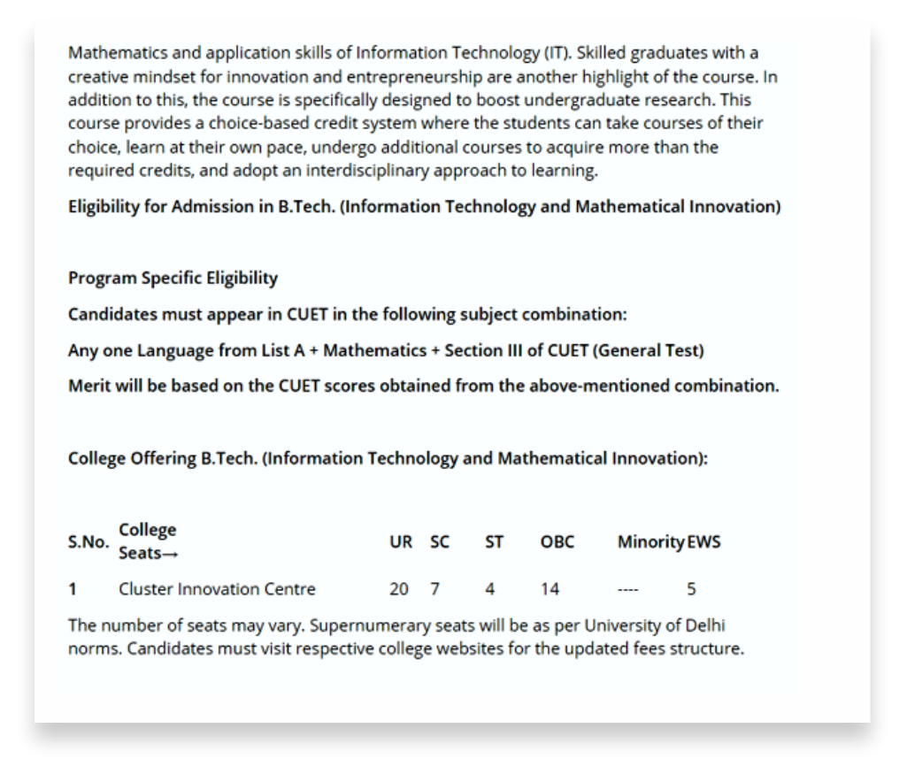 subjects to pick for B.Tech in DU