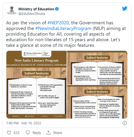 NEP 2020 ministry of education tweet
