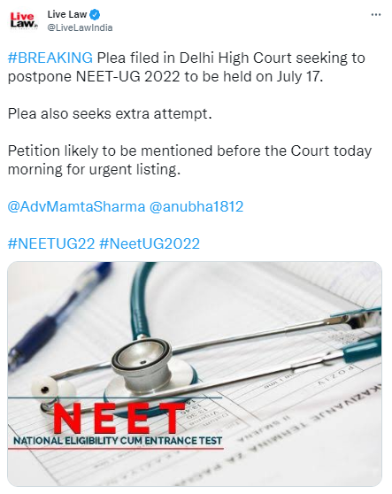 NEET postponement tweet