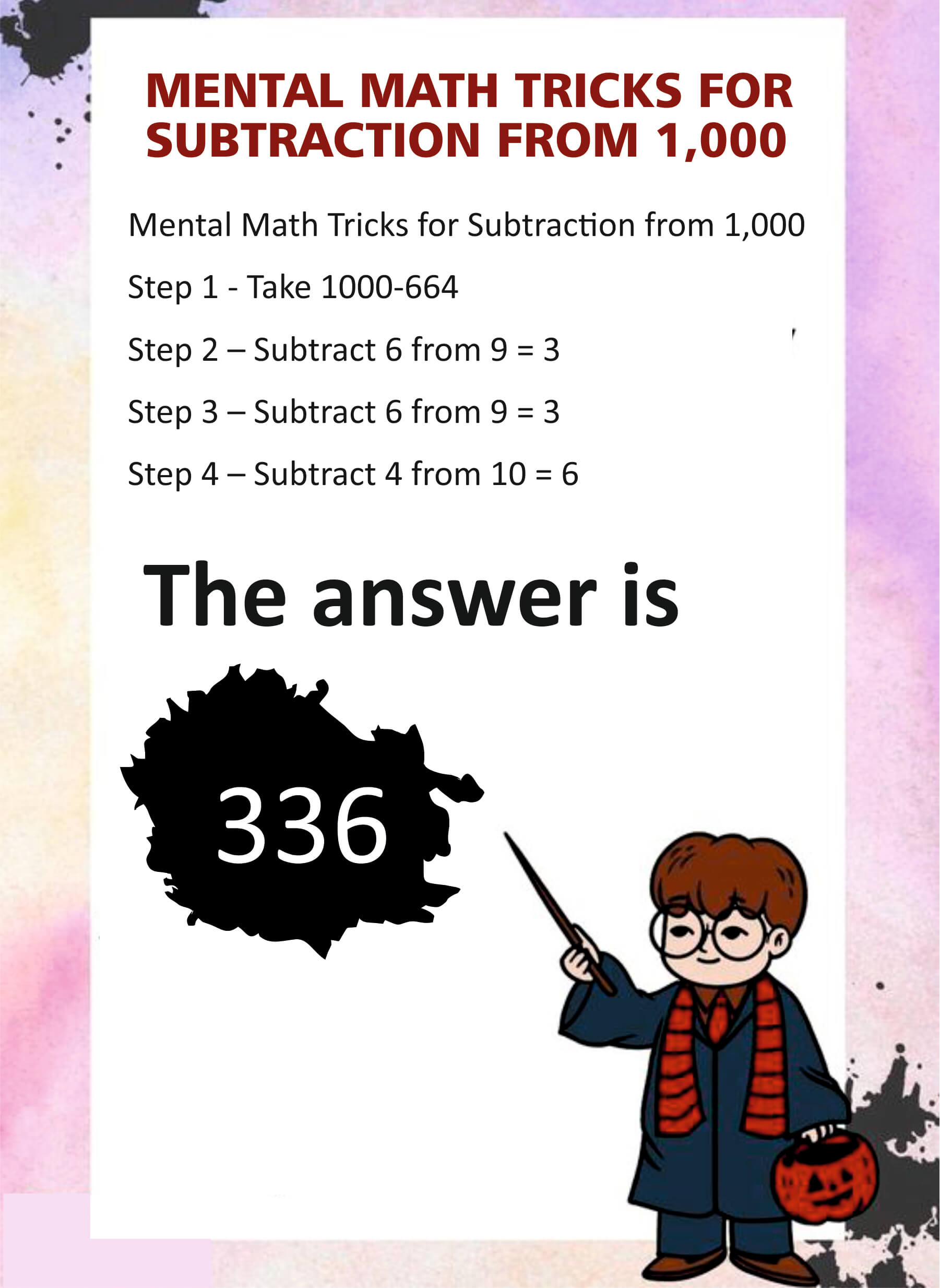 Mental math tricks for Subtraction from 1,000
