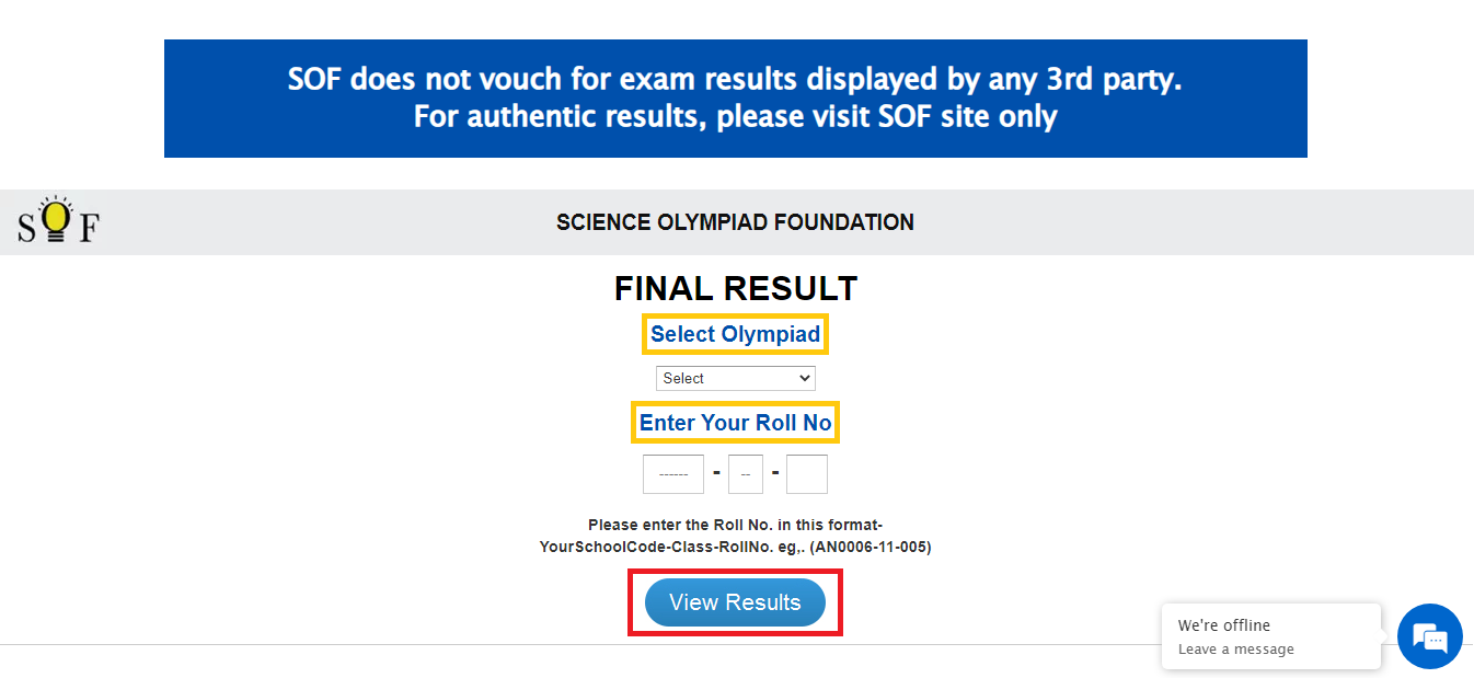 SOF Result page