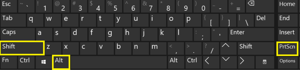 Alt + Left Shift + PrintScreen